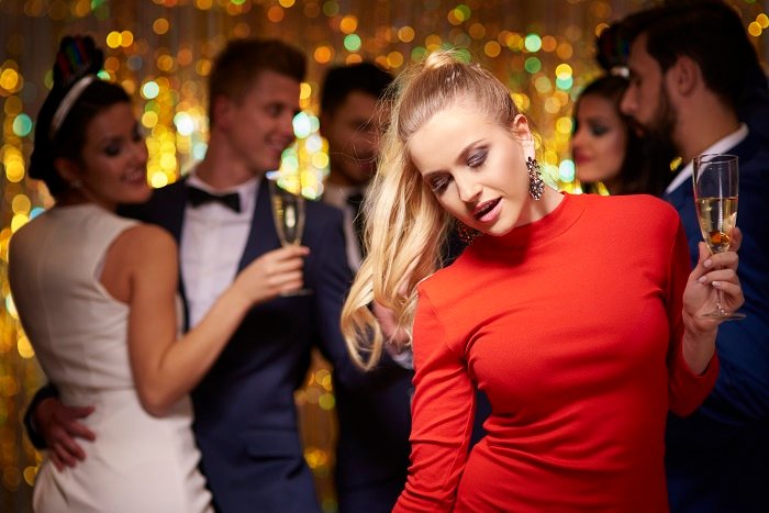 Sexy woman in red dress
