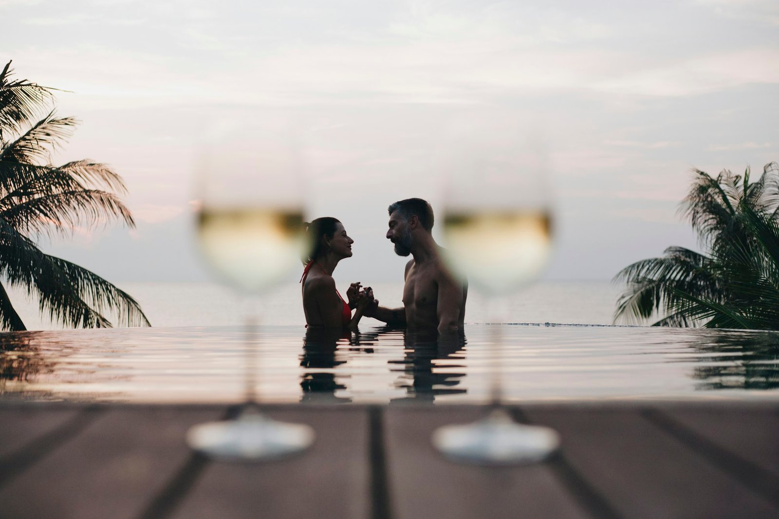 Couple enjoying a romantic sunset