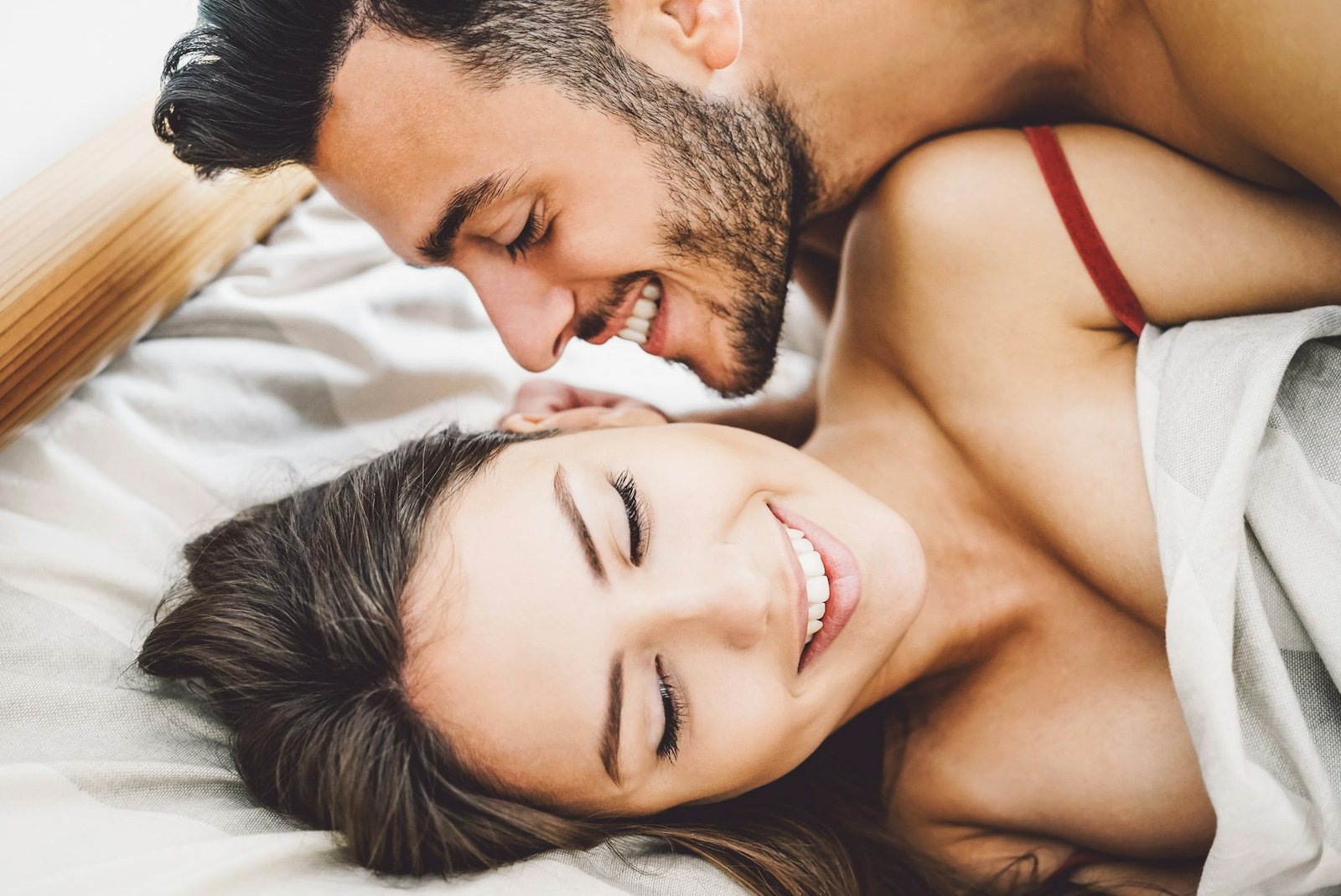 Happy romantic couple having sex