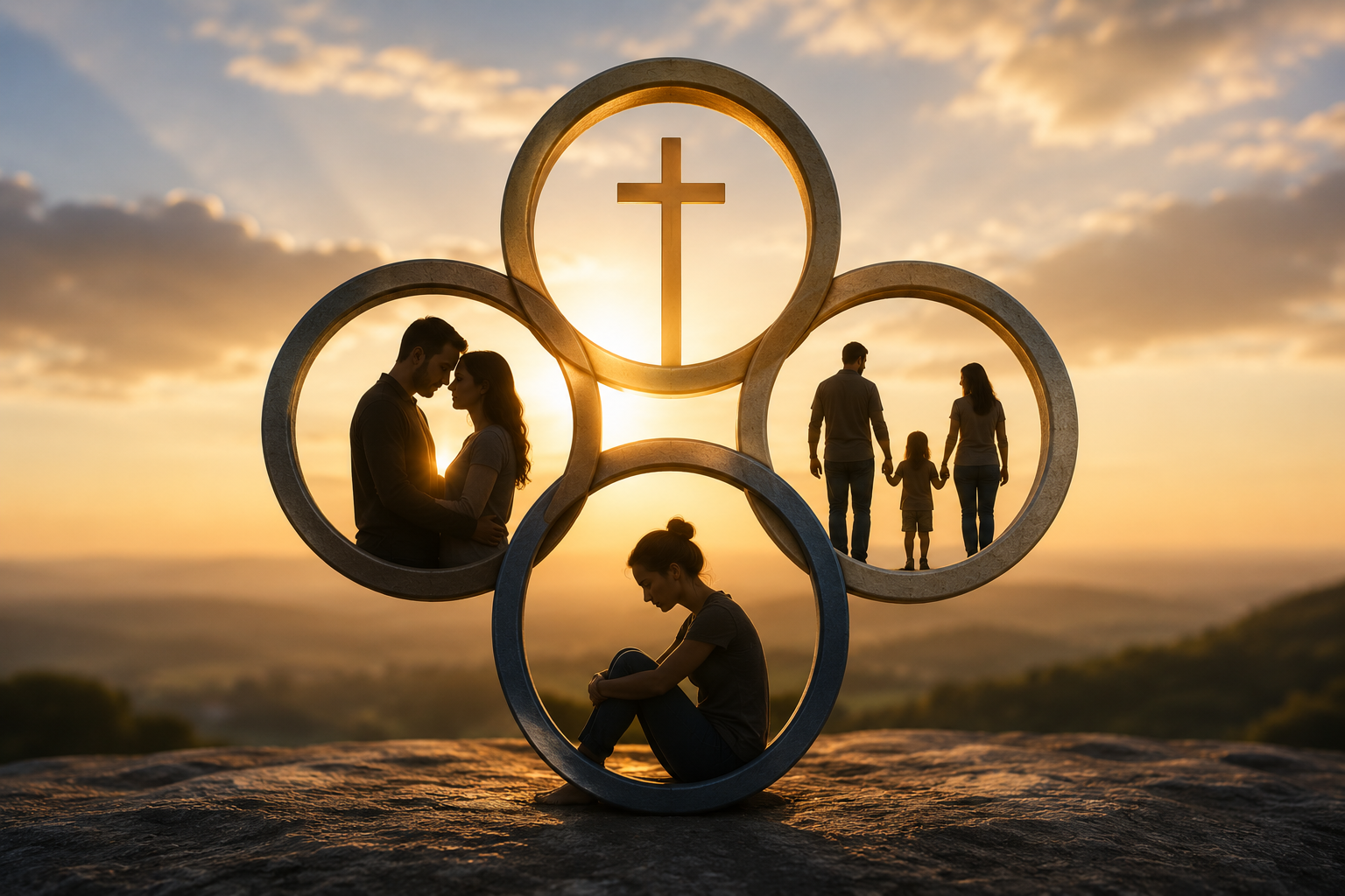marriage hierarchy of cross, spouse, kids, and self